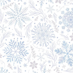 frosty snowflakes white