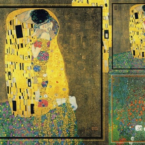 3 Klimt square scarves, The Kiss, Garden with Sunflowers