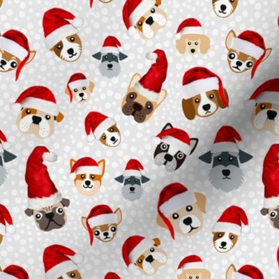 Medium Scale Holiday Dogs in Christmas Santa Hats