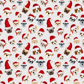 Medium Scale Holiday Dogs in Christmas Santa Hats