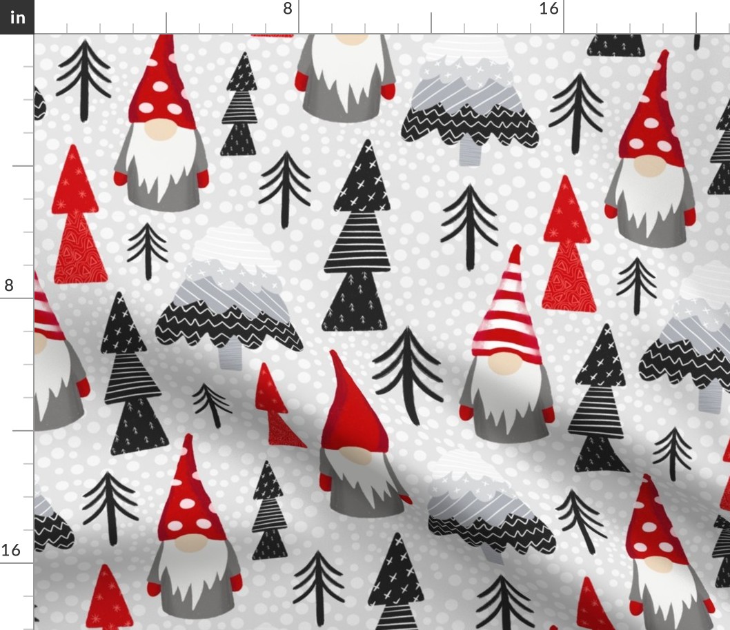Large Scale Gnomes in a Winter Wonderland Forest