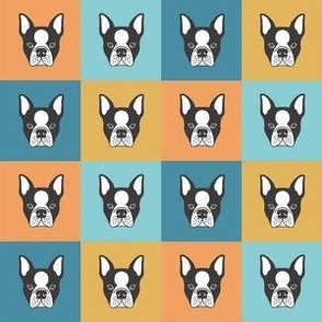 French Bulldog heads in squares - 25% smaller