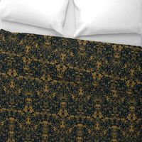 DEEPER SEA DAMASK - GOLD ON BLACK