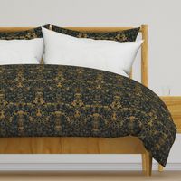 DEEPER SEA DAMASK - GOLD ON BLACK