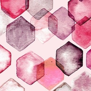 Pink Candy Bokeh - Watercolour Hexagons (Large)