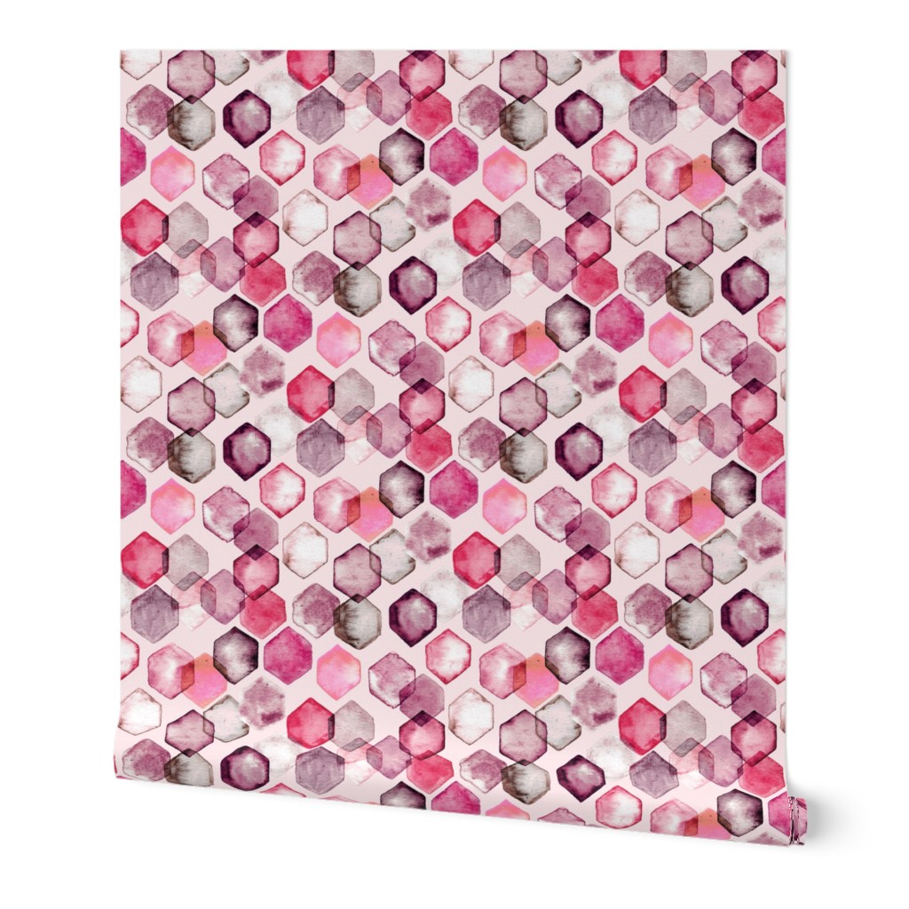 Pink Candy Bokeh - Watercolour Hexagons (Small)