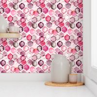 Pink Candy Bokeh - Watercolour Hexagons (Small)