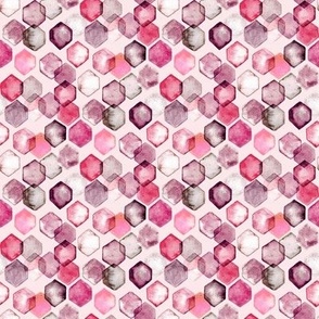 Pink Candy Bokeh - Watercolour Hexagons (Tiny)