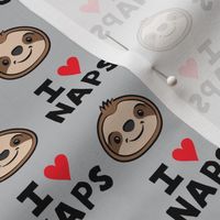 I heart naps - cute sloths - grey - LAD21