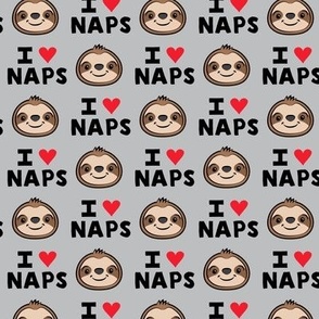 I heart naps - cute sloths - grey - LAD21
