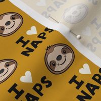 I heart naps - cute sloths - mustard - LAD21