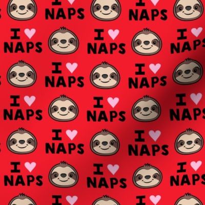 I heart naps - cute sloths - red - LAD21