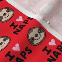 I heart naps - cute sloths - red - LAD21