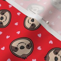 cute sloths and hearts - red - LAD21