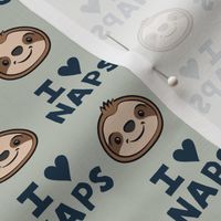 I heart naps - cute sloths - sage - LAD21