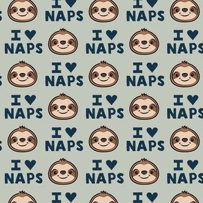 I heart naps - cute sloths - sage - LAD21