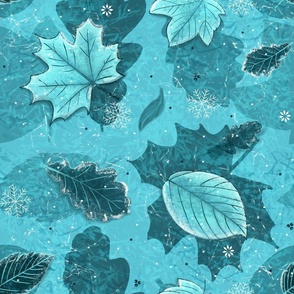 Maple Leaf Ice Blue Fabric, Wallpaper and Home Decor