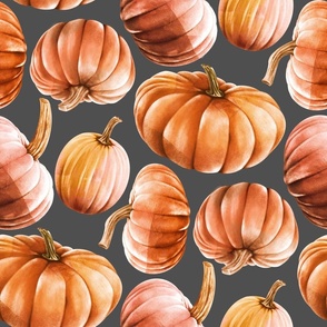 Bountiful Pumpkins - on mid grey 