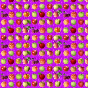 Tiny apples and dots on magenta ground