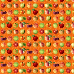 Tiny apples and dots on orange ground