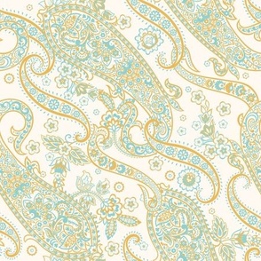 Floral vintage background with paisley ornament. 