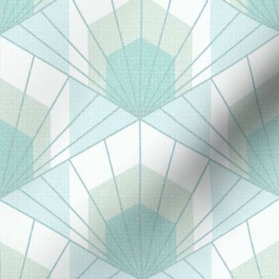 Hex Deco Art Deco Sunrise large scale in duck egg blue by Pippa Shaw