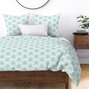 Hex Deco Art Deco Sunrise large scale in duck egg blue by Pippa Shaw