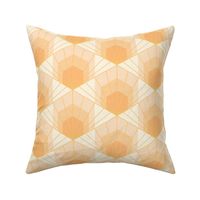 Hex Deco Art Deco Sunrise large scale in orange gold by Pippa Shaw