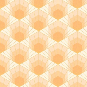 Hex Deco Art Deco Sunrise large scale in orange gold by Pippa Shaw