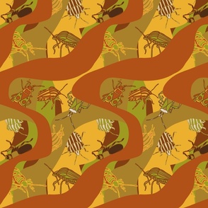 Of Waves and Bugs - Brown, yellow, green