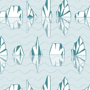 Winter iceberg repeat pattern with wavy stripes and sea water reflections
