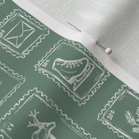 Handdrawn Holiday Stamps for Christmas in Green