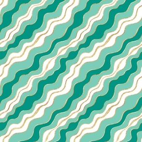 serenity waves - teal and gold