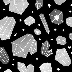  Black and White Crystal Quartz Pattern, Large