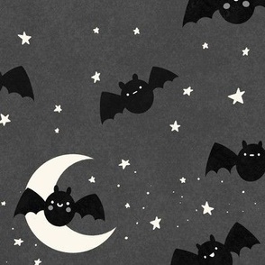 Black and White Bats and star night in Black, Large