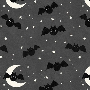 Black and White Bats and star night in Black, Small