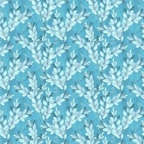Olive Botanical Blue Leaves Small Scale