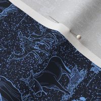 Starry Nativity Toile de Jouy, Blue on Navy