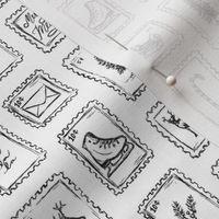 Handdrawn Holiday Stamps for Christmas in Black & White