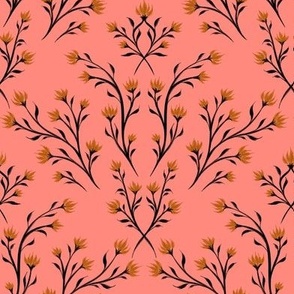 Little Wildflowers Symmetrical - Pink Mustard