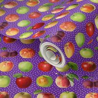 Tiny apples and dots on purple ground