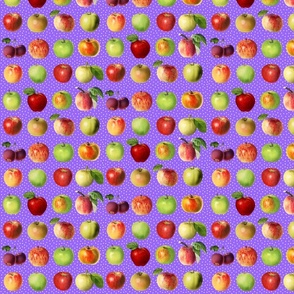 Tiny apples and dots on violet ground