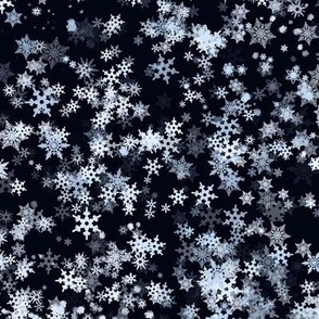Snowflakes Falling At Night Black