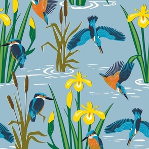 kingfishers - custom request - yellow iris