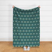 Festive Fair Isle Snowflake - Teal Green Large Scale