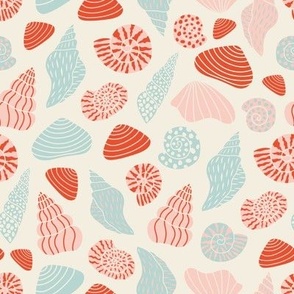 Seashells seamless pattern design. 