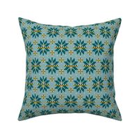 Festive Fair Isle Snowflake - Aqua Green Regular Scale