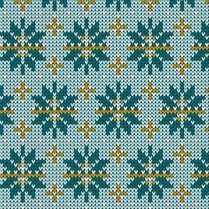 Festive Fair Isle Snowflake - Aqua Green Regular Scale