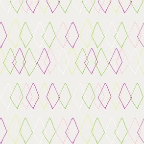 Minimalist Diamonds In pink and green on bone white