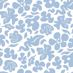 Tropical Squiggles Blue on White